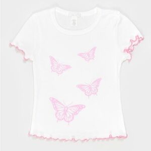 FULL TILT Girl’s Butterfly Lettuce Edge Tee XL